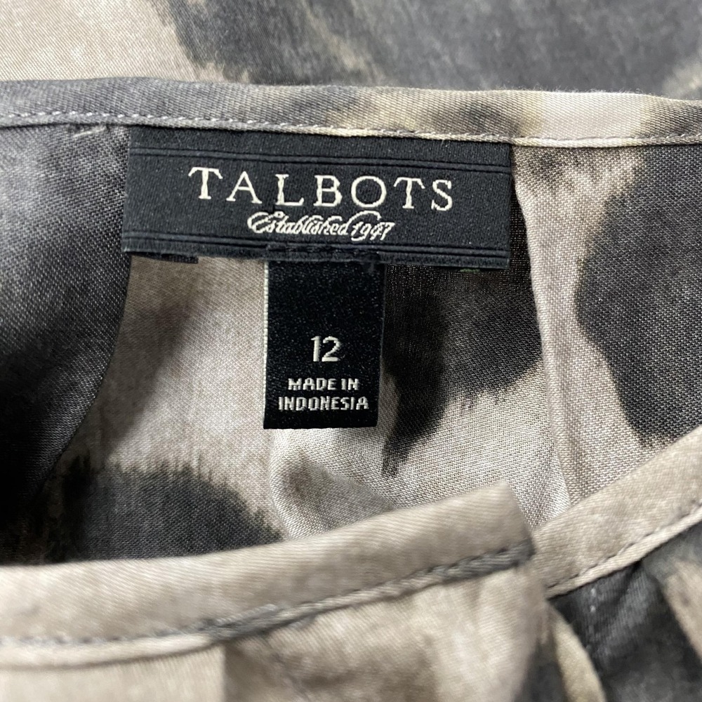 Talbots Shirt Womens 12 Gray Rose Floral Short Sleeve 100% Cotton Top Blouse - Picture 5 of 11